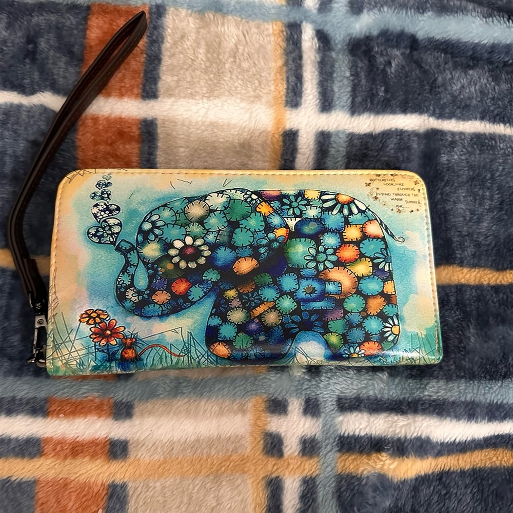 Colorful Elephant Wallet with Wrist Strap